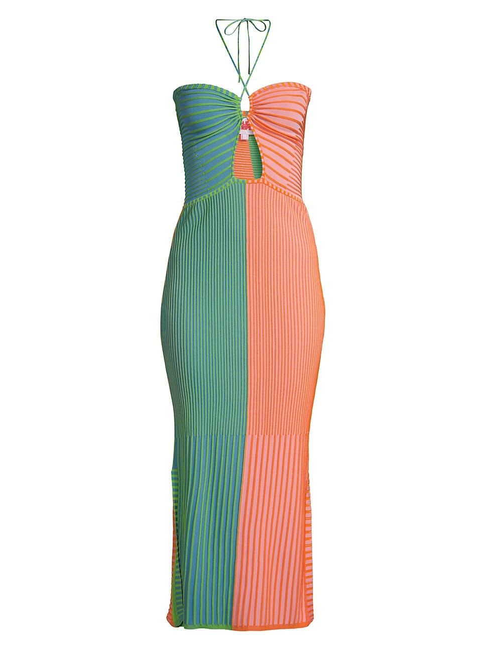 Lisa Colorblocked Rib-Knit Halter Dress | Saks Fifth Avenue