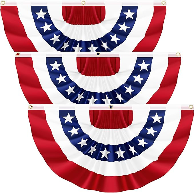 3Pack 3x6 FT American Pleated Fan Flag, USA Patriotic Half Fan Bunting Flag, 4th of July Flags De... | Amazon (US)