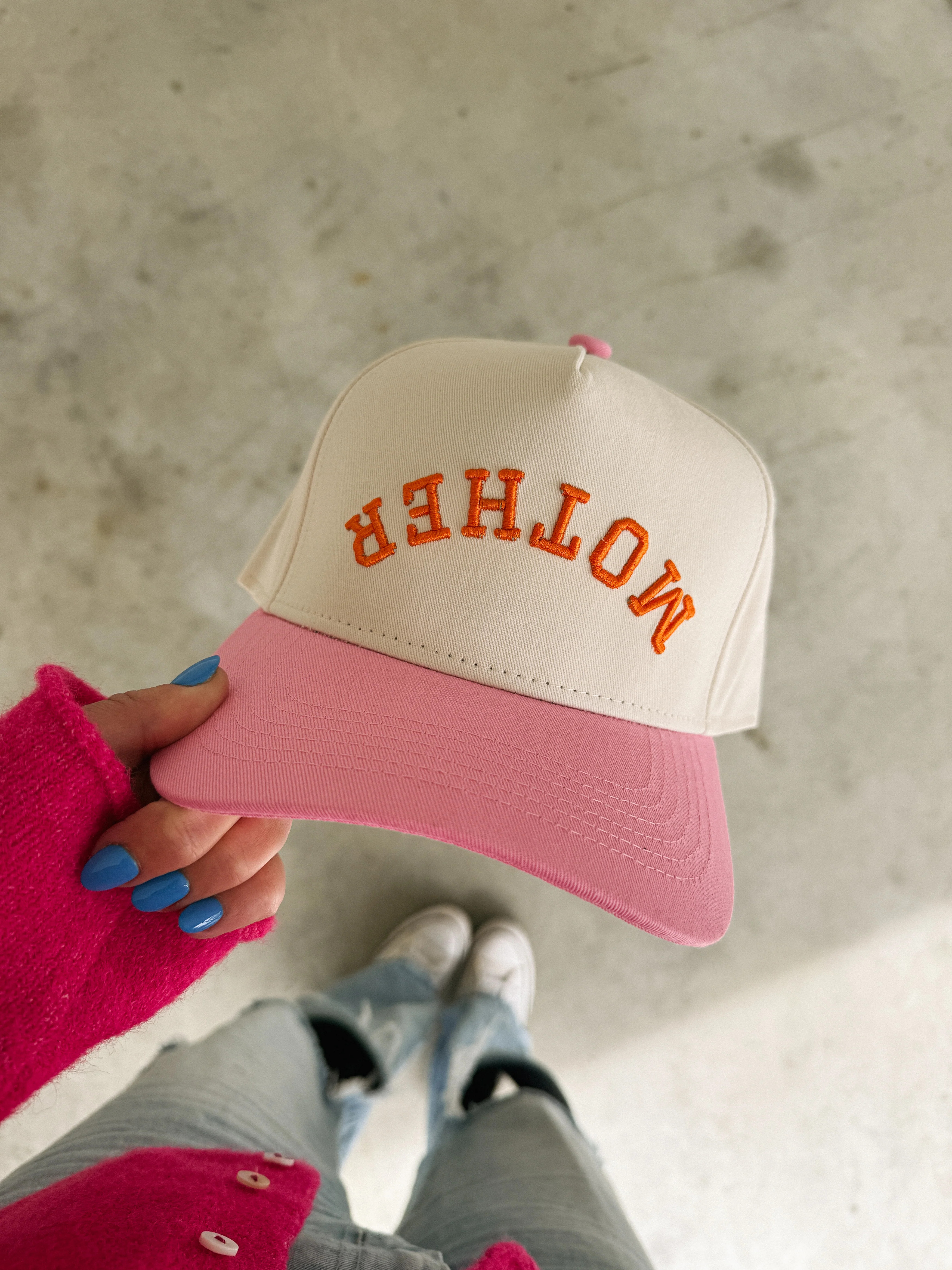 ETTA OG | upside down mother trucker hat - orange/pink | Etta & East