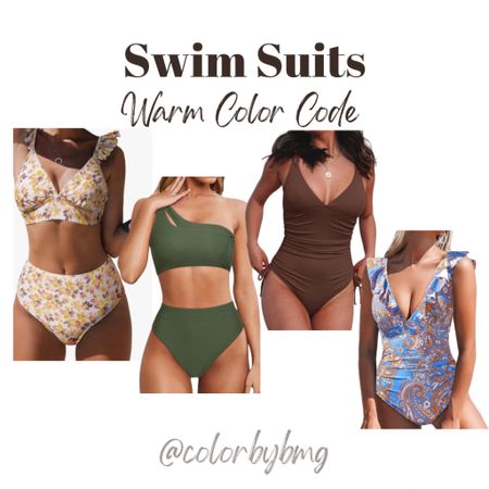Warm Color Code Swimsuits 

Warm Autumn or Warm Spring

Suit Colors:
1. Yellow Floral
2. Army Green
3. Brown
4. Blue Paisley Print

#LTKstyletip #LTKSeasonal #LTKfindsunder50