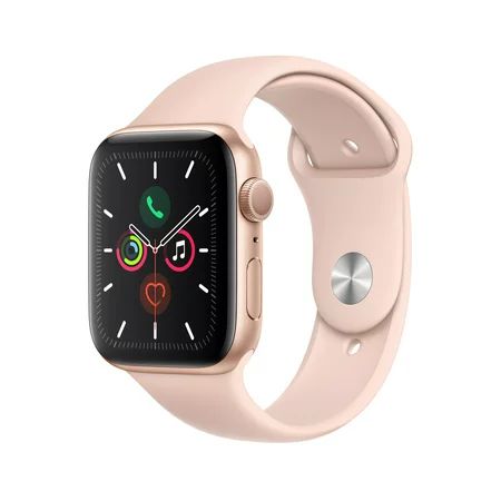 Apple Watch Series 5 GPS, 44mm Gold Aluminum Case with Pink Sand Sport Band - S/M & M/L | Walmart (US)