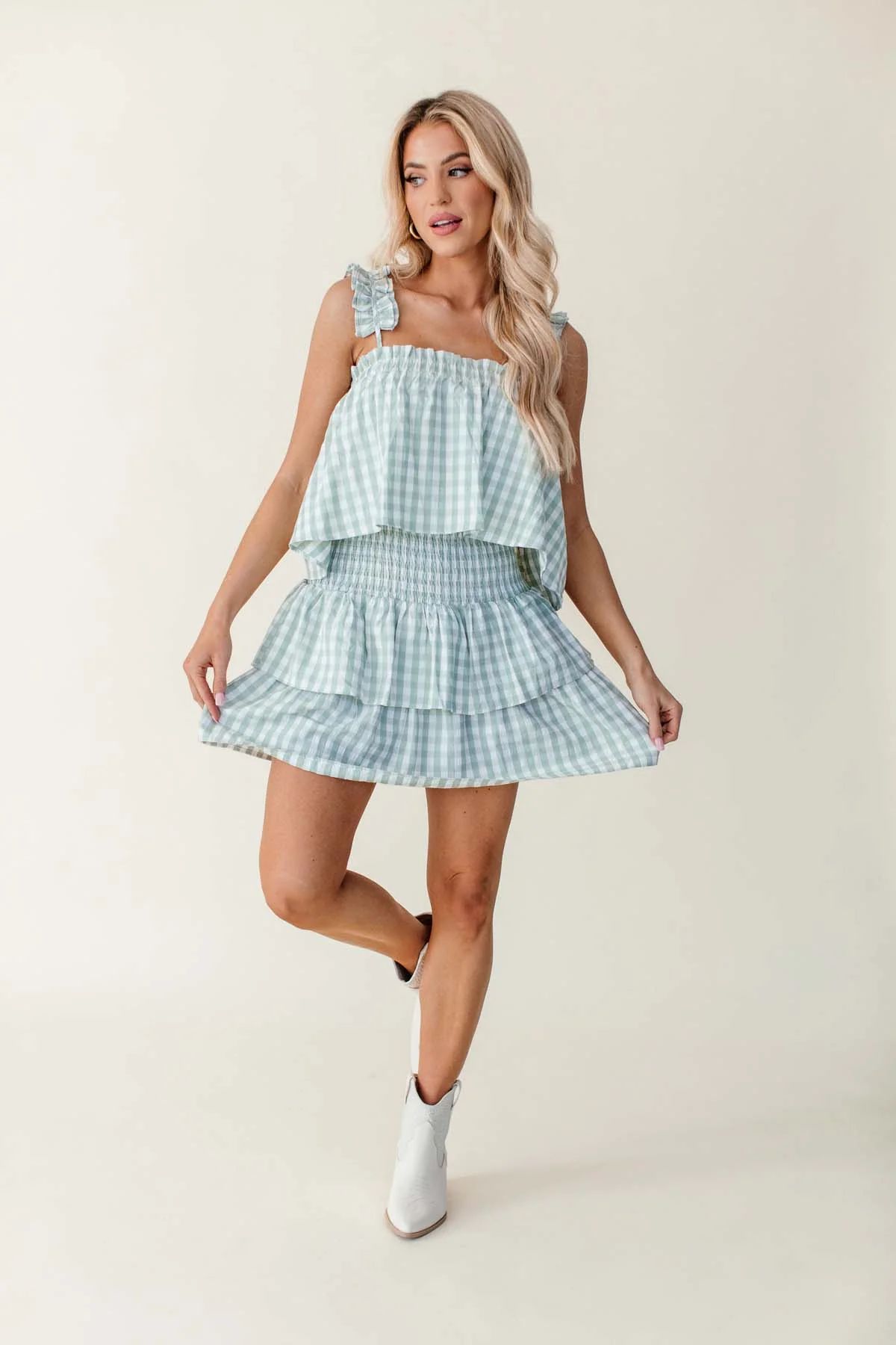 Ella Gingham Ruffle Dress | The Post