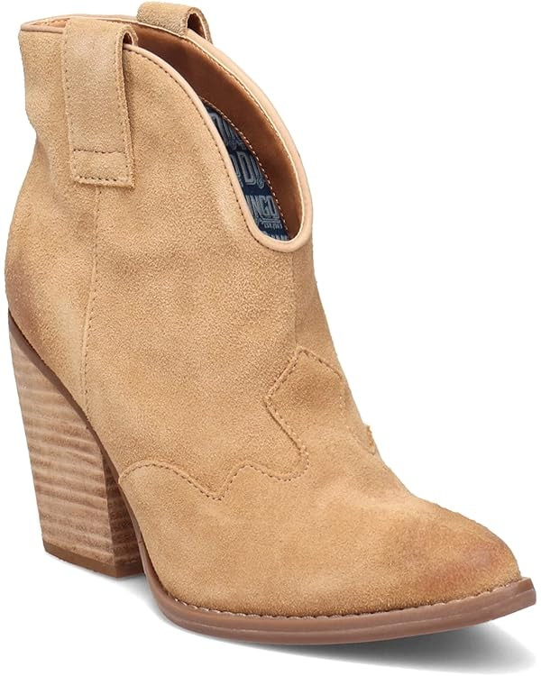 Dingo Womens Flannie Snip Toe Pull On Casual Boots Ankle Mid Heel 2-3" - Brown | Amazon (US)