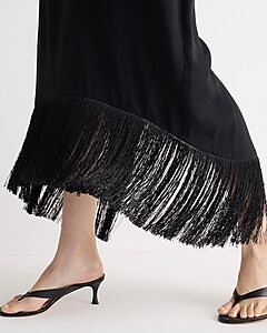 Collection halter-neck fringe-hem dress in crepe | J. Crew US