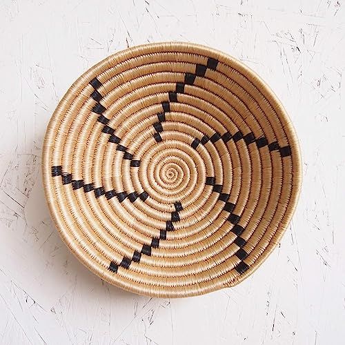 Small African Basket- Tanga/Rwanda Basket/Woven Bowl/Sisal & Sweetgrass Basket/Tan, Black | Amazon (US)