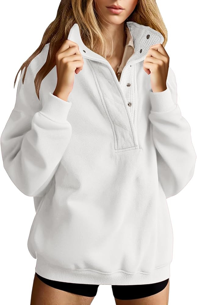 Casual Oversized Sweatshirts for Women Long Sleeve Henley Pullover Tops Button Up Loose Fit Colla... | Amazon (CA)