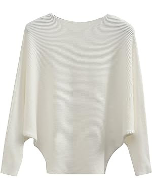 GABERLY Boat Neck Batwing Sleeves Dolman Knitted Sweaters and Pullovers Tops for Women | Amazon (US)