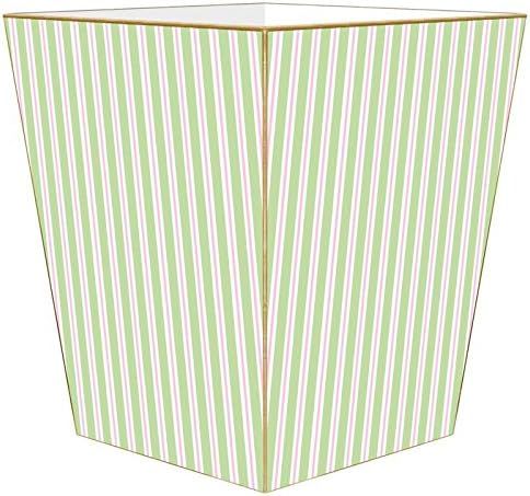 Marye-Kelley WB1145- Green & Pink Stripe Wastepaper Basket | Amazon (US)
