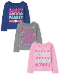 Toddler Girls Long Sleeve 'Sassy Runs In The Family' 'I Love Daddy Soooo Much' And 'Of Course I'm... | The Children's Place