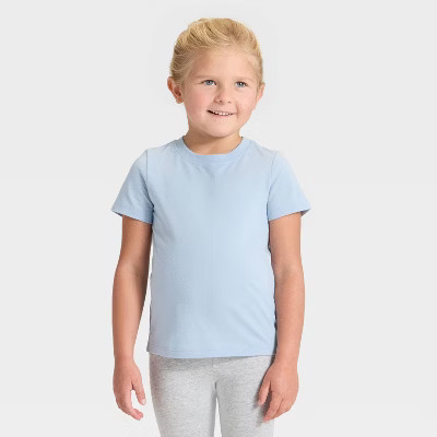 Toddler Girls' Short Sleeve Solid T-Shirt - Cat & Jack™ Light Blue 12M | Target
