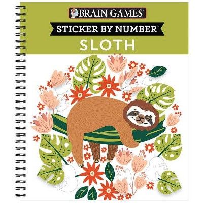 Brain Games - Sticker by Number: Sloth - (Spiral Bound) | Target