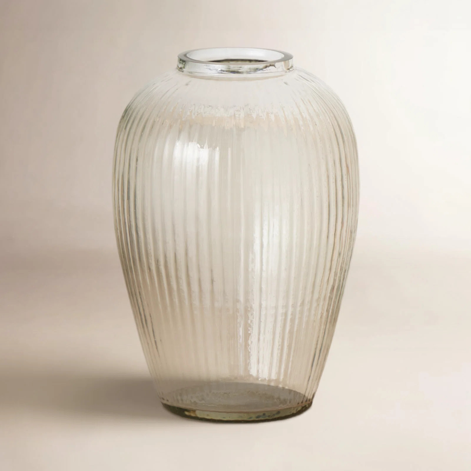 Perry Glass Short Round Ribbed Vase | AllModern