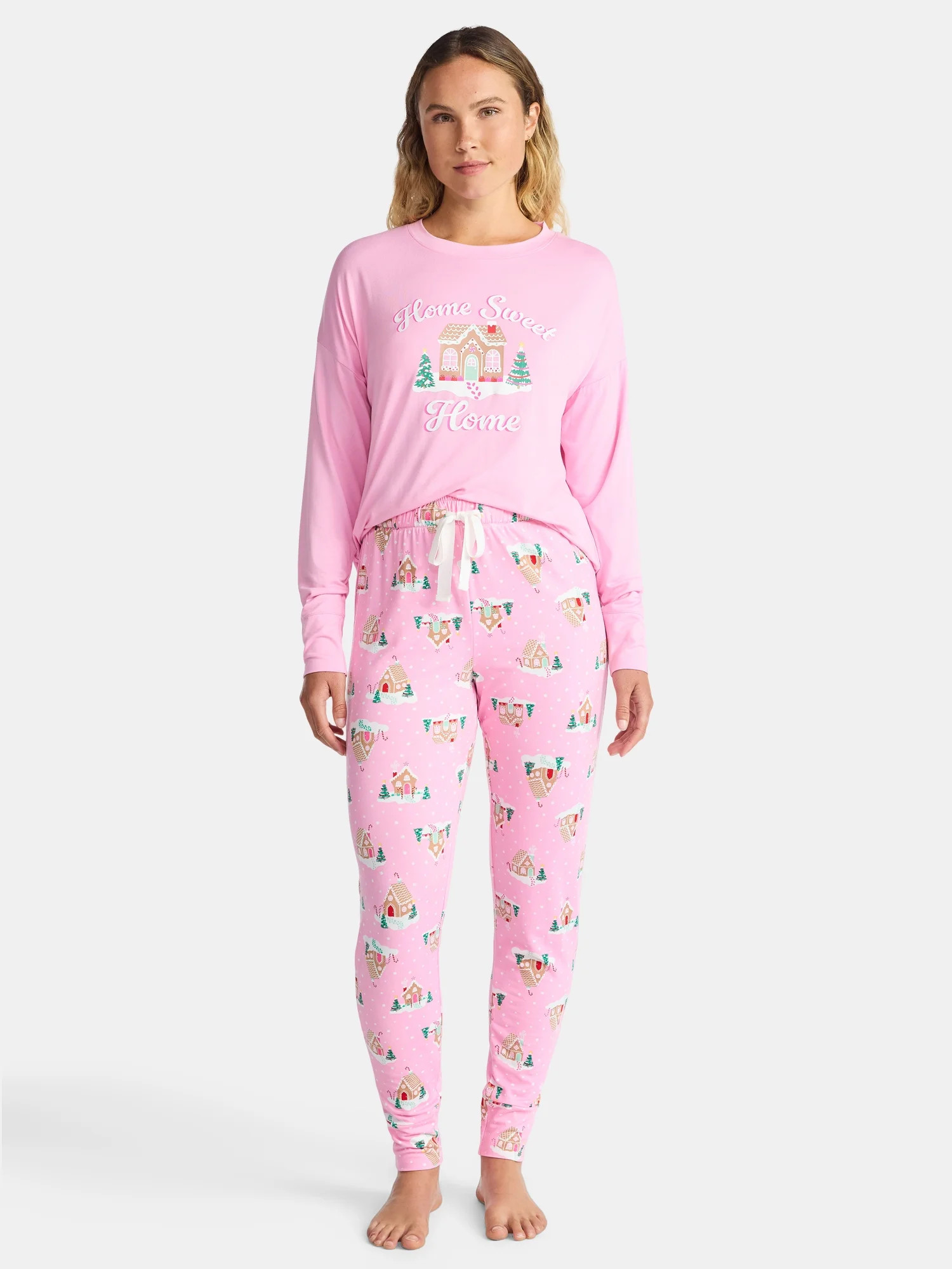 Jaclyn Women's and Women's Plus Holiday Graphic Sleep Tee and Jogger Pants Pajama Set, 2-Piece, S... | Walmart (US)