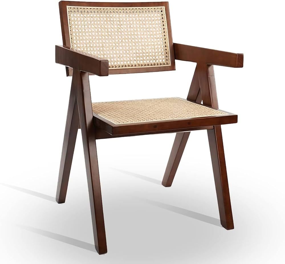CLATINA Rattan Reading Chairs,Boho Cane Living Room Chairs, Mesh Back Cane Chairs Mid Century Cha... | Amazon (US)