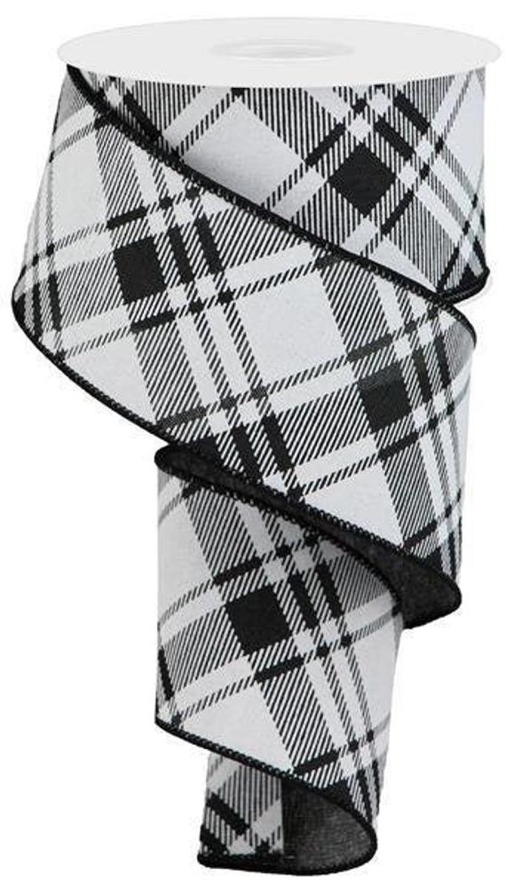 Black White Plaid Wired Ribbon By the Roll 2.5 x 10 YARD | Etsy | Etsy (US)