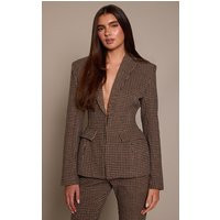 Brown Dogtooth Blazer | PrettyLittleThing UK