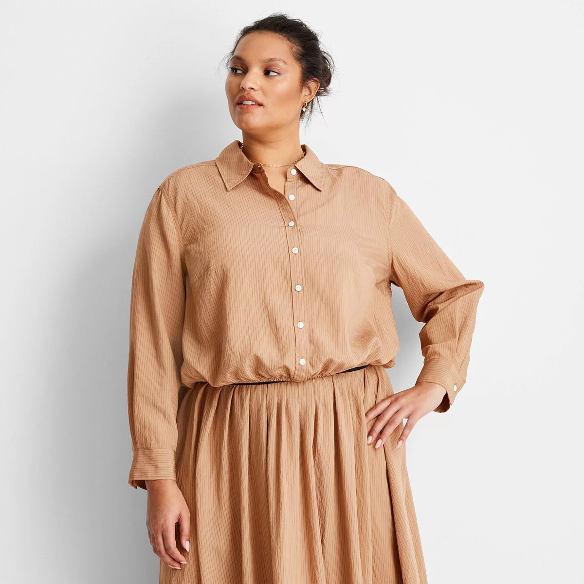 Women's Long Sleeve Collared Button-Down Shirt - Future Collective | Target