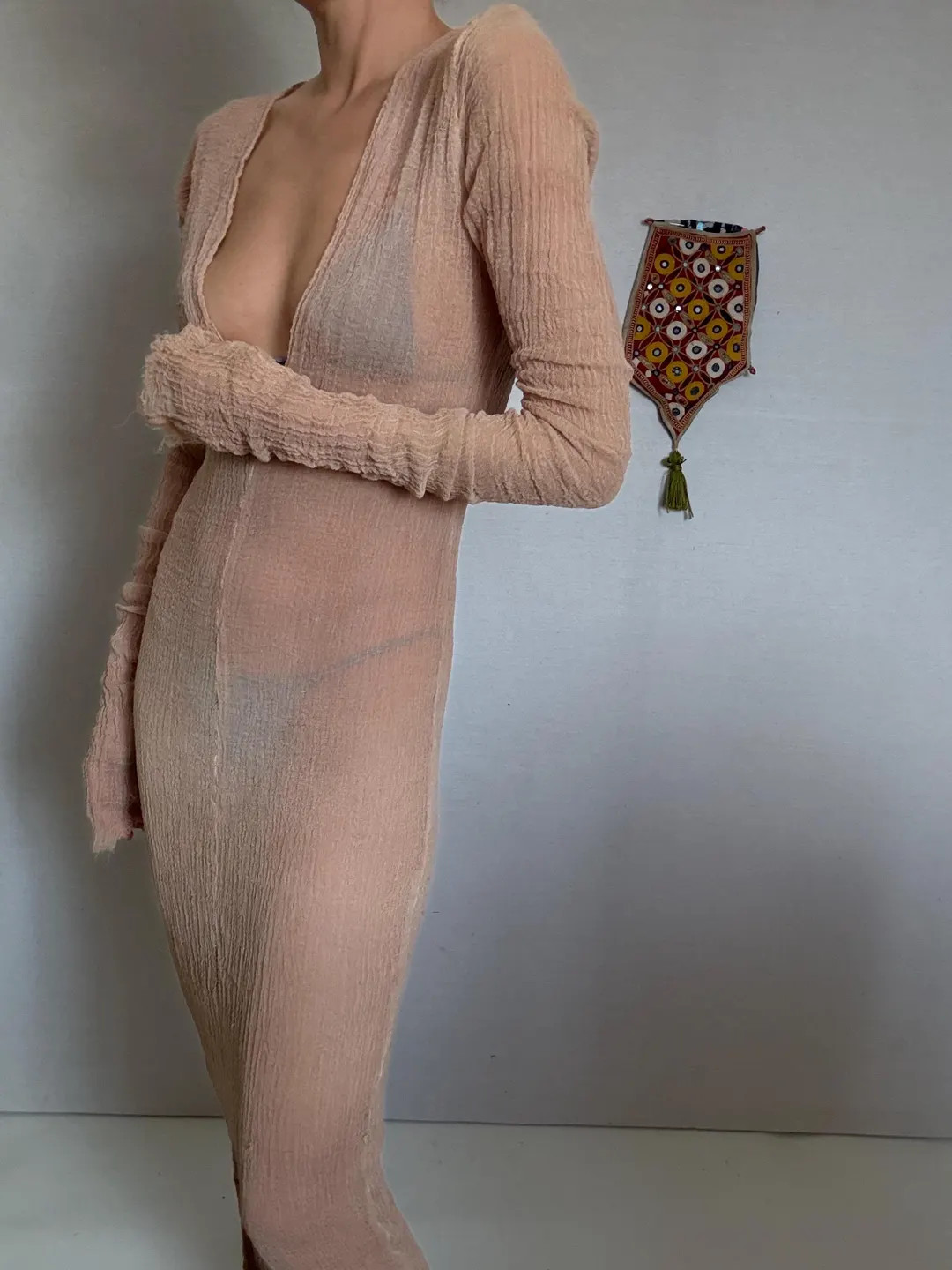 Beige Long-sleeve Dress - Etsy | Etsy (US)