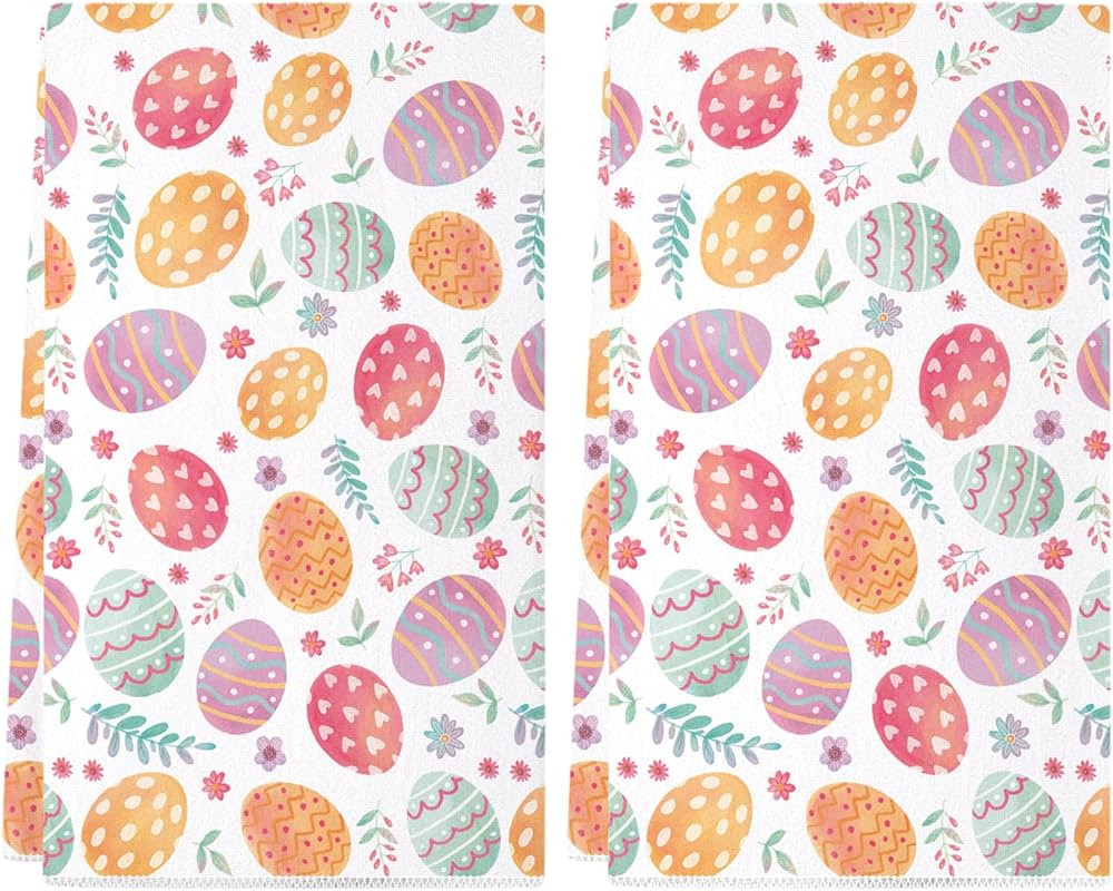 Siilues Easter Kitchen Towels Set of 2, 18 x 26 Inch Dish Towels Home Decor Hand Towels Seasonal ... | Amazon (US)
