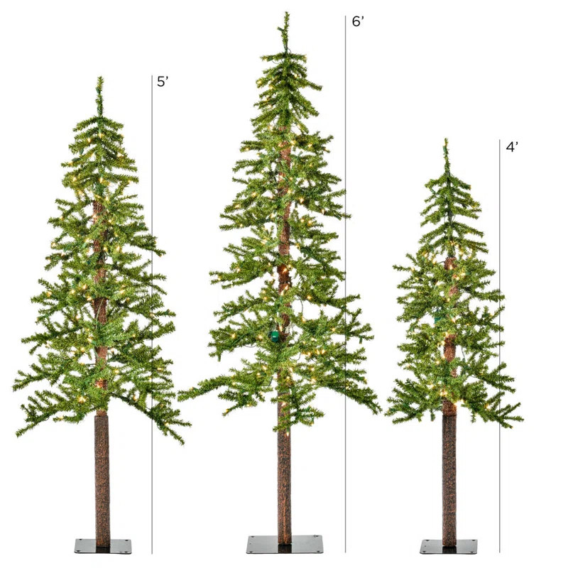 Alpine With Plastic Trunks 72' Lighted Pine Christmas Tree | Wayfair North America