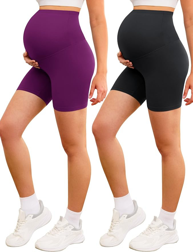 VALANDY Creamlush Maternity Biker Shorts Over the Belly Pregnancy Shorts | No Digging into Your B... | Amazon (US)