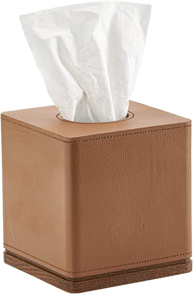 Tissue Box Cover Square Resin Tissue Holder for Home Decor,Hand Carved Leather Tissue Box Holder,... | Amazon (US)