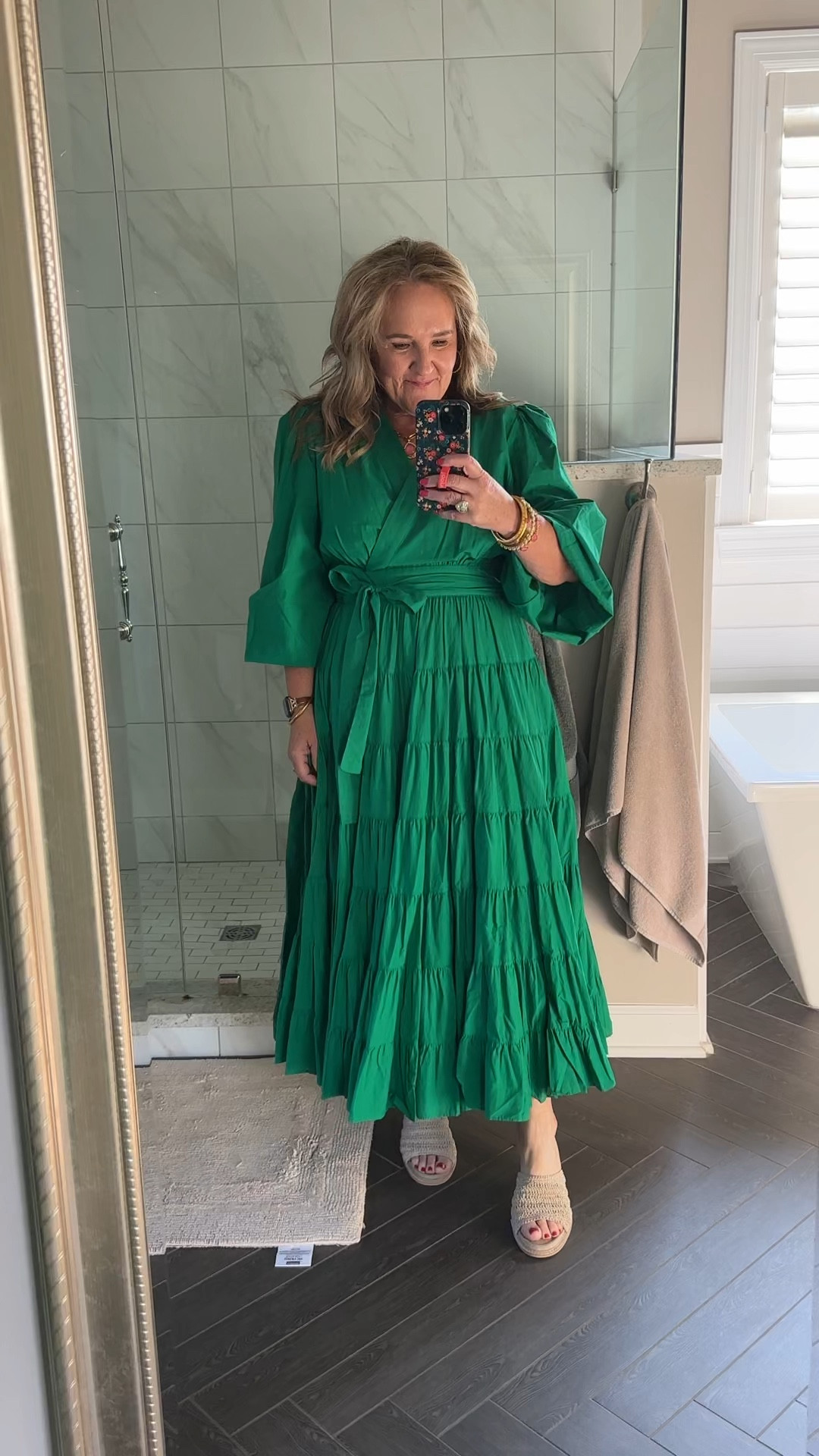 Bridal shower dress! We had the very best day! Dress size XL. The large would  have fit but it was a little low. So I liked the XL. ITS a functioning wrap dress. 

Also comes in black  

Love these shoes bc it’s actually a macrame knit strap that’s pretty comfy with the 3” heel height. 

Wedding guest dress bridal shower dress 

#LTKMidsize #LTKWedding #LTKOver40