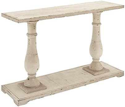 Deco 79 Rectangular Antique White Wood Console Table With Carved Base, 48” x 32” | Amazon (US)