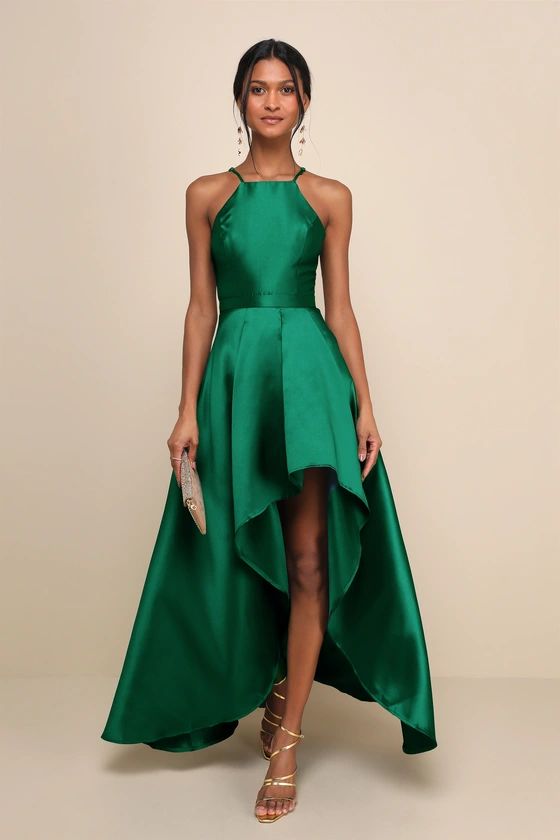 Broadway Show Emerald Green High-Low Maxi Dress | Lulus