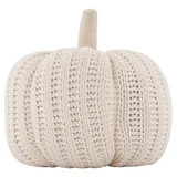 Knit Pumpkin Decorative Pillow, Cream, 9", Fall by Way To Celebrate | Walmart (US)