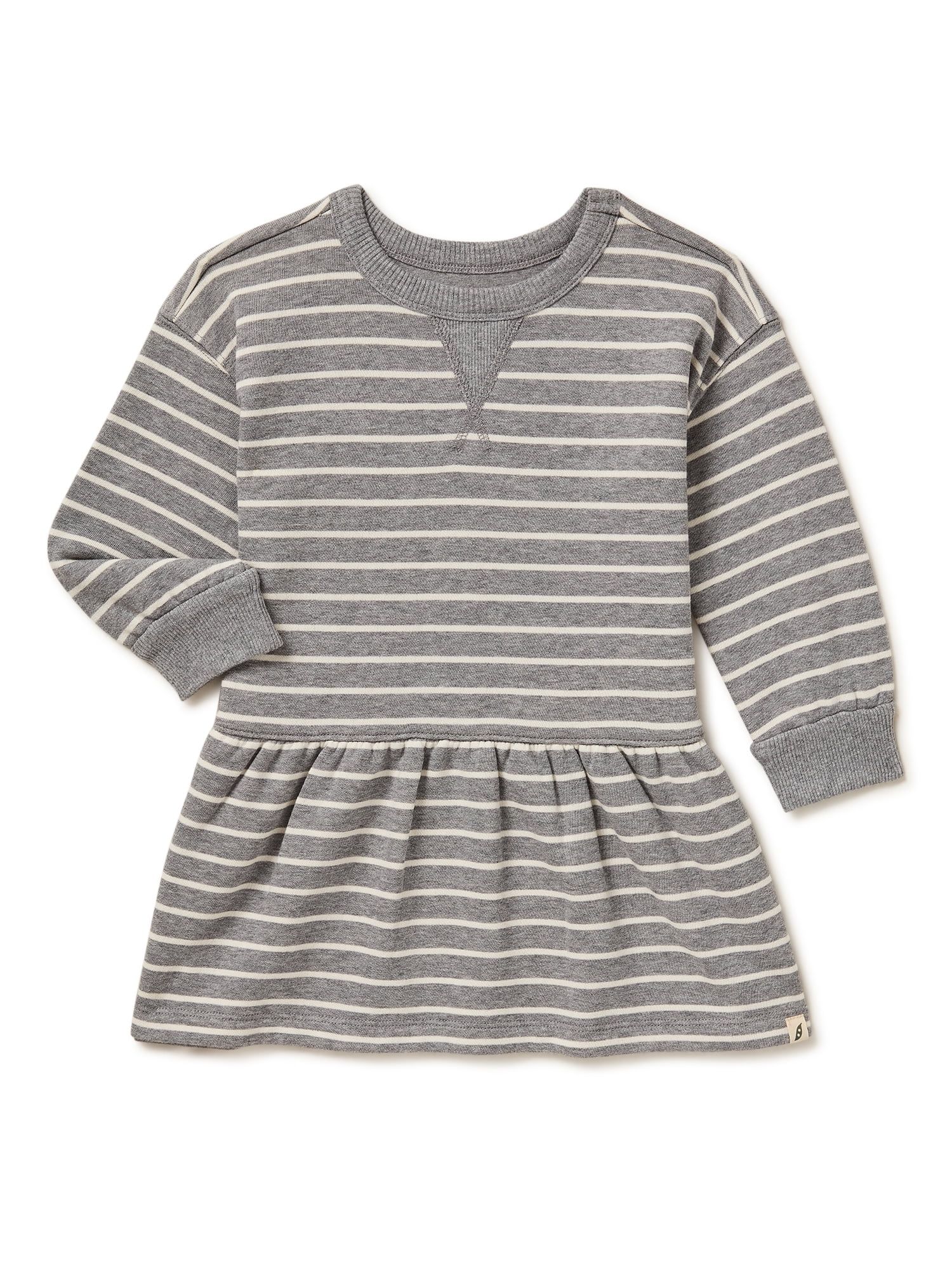 easy-peasy Baby and Toddler Girls' Stripe Sweatshirt Dress, Sizes 12 Months-5T | Walmart (US)