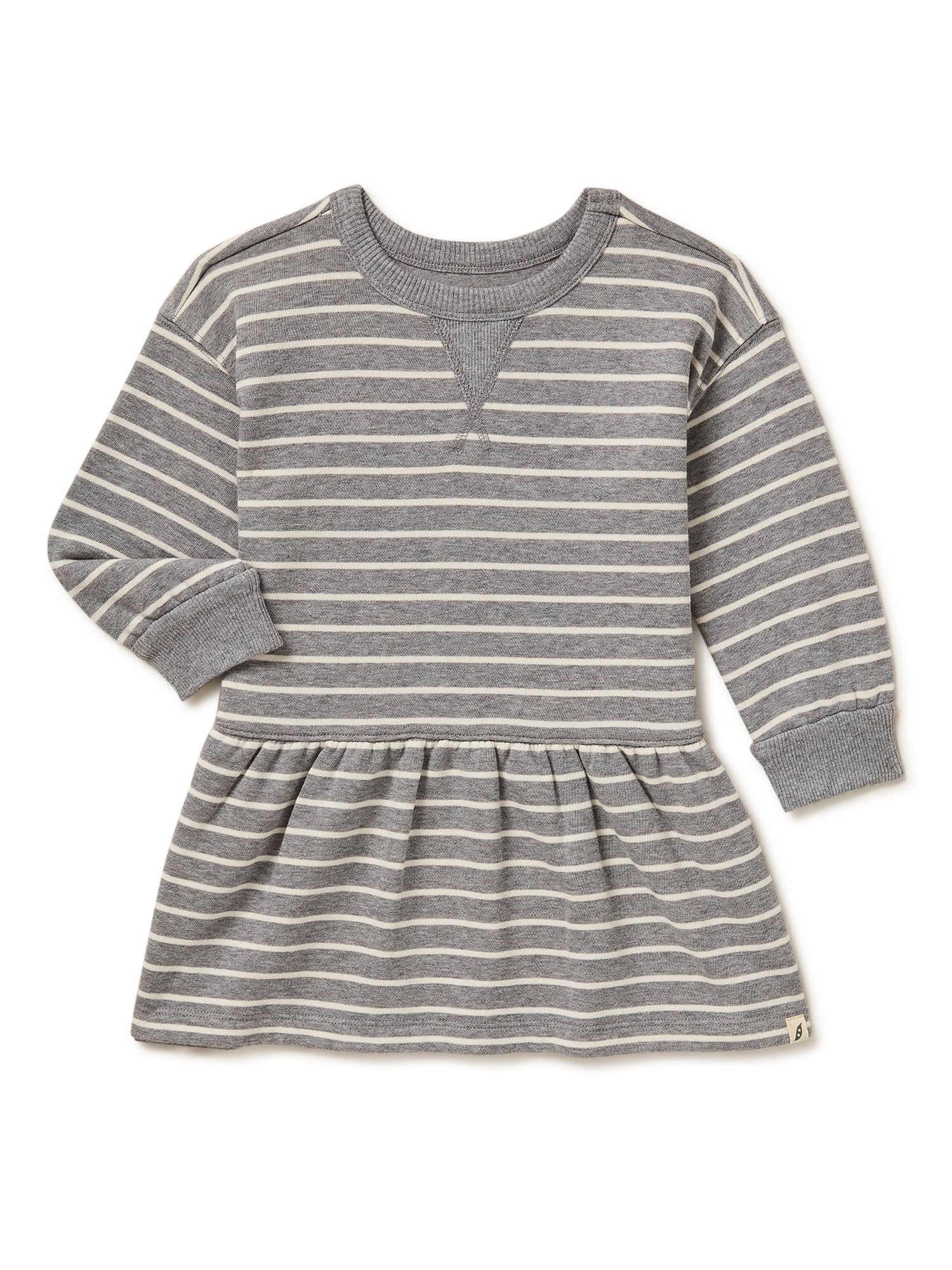 easy-peasy Baby and Toddler Girls' Stripe Sweatshirt Dress, Sizes 12 Months-5T - Walmart.com | Walmart (US)