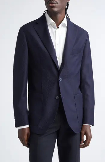 Eton Navy Textured Knit Wool Sport Coat | Nordstrom | Nordstrom
