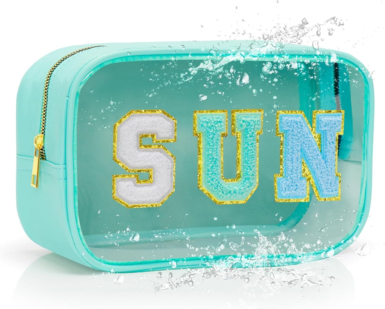 Easter Basket Gifts Clear Makeup Bag,Waterproof Sunscreen Bag with Letter Patches,Travel Beach Po... | Amazon (US)
