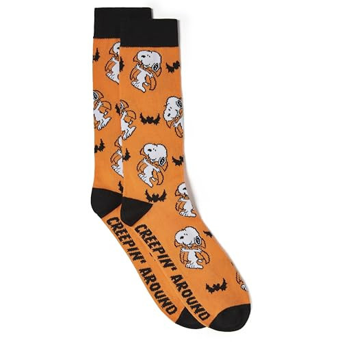 Peanuts Men's Snoopy Halloween Single Novelty Crew Socks | Amazon (US)