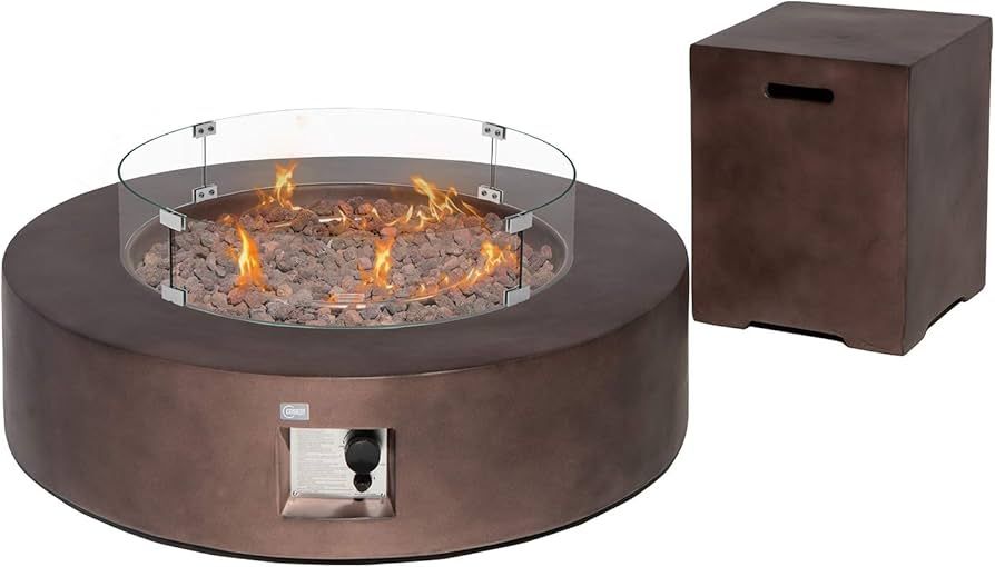 COSIEST 2-Piece Outdoor Propane Firepit Table Set w Tank Table, 40.5-inch Dark Fire Table 50,000 ... | Amazon (US)