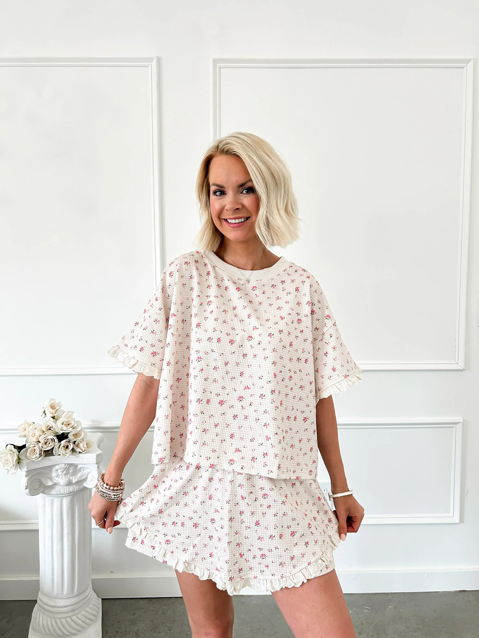Days Go By Cream Floral Skort Set | Flourish in Frills