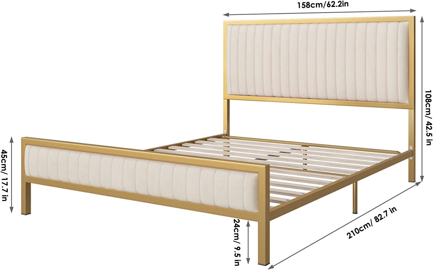 HIFIT Queen Bed Frame, Platform Bed Frame with Headboard, Heavy Duty Upholstered Bed Frame, Velve... | Amazon (US)