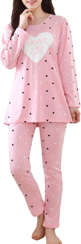 MyFav Girls' Comfy Sleepwear Hearts Shape Pajama Set Sweet Dream Leisure Nighty | Amazon (US)