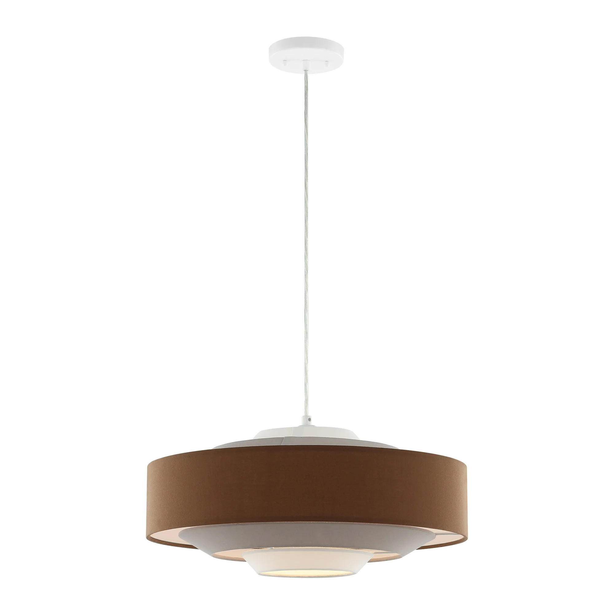 SAFAVIEH Collelo LED Brown Fabric Pendant Light with Brown Linen Shade | Walmart (US)