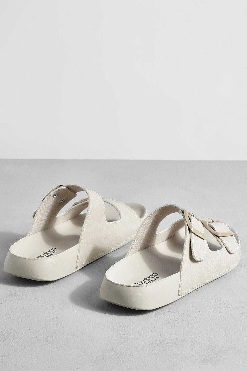 Wide Fit Double Buckle Sliders | Boohoo.com (UK & IE)