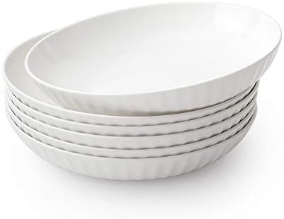 Amazon.com | ZEN Pleats Porcelain Salad Pasta Bowls 23oz Set of 6 (White): Pasta Bowls | Amazon (US)