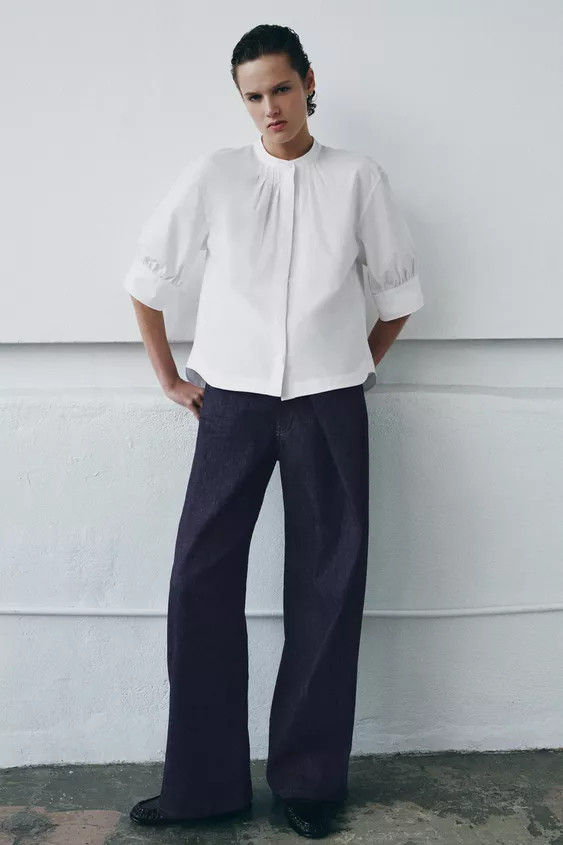 CHEMISE À RAYURES ET MANCHES BOUFFANTES | Zara FR