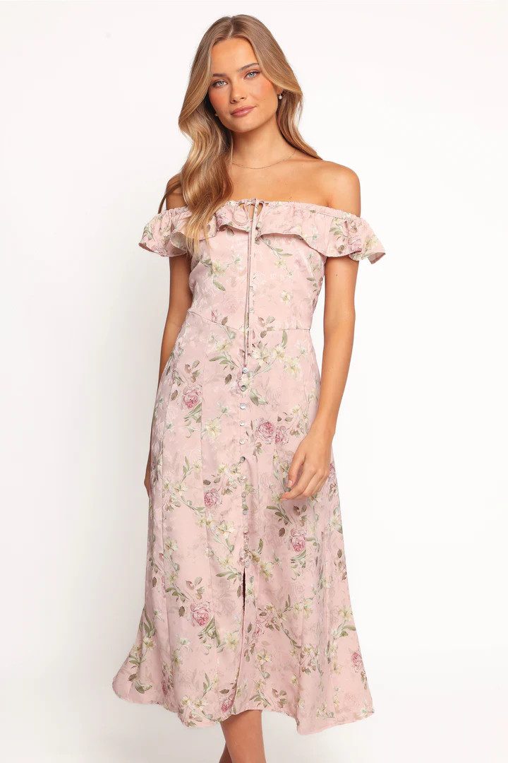 Lauryn Off The Shoulder Midi Dress - Blush Rose | Petal & Pup (US)