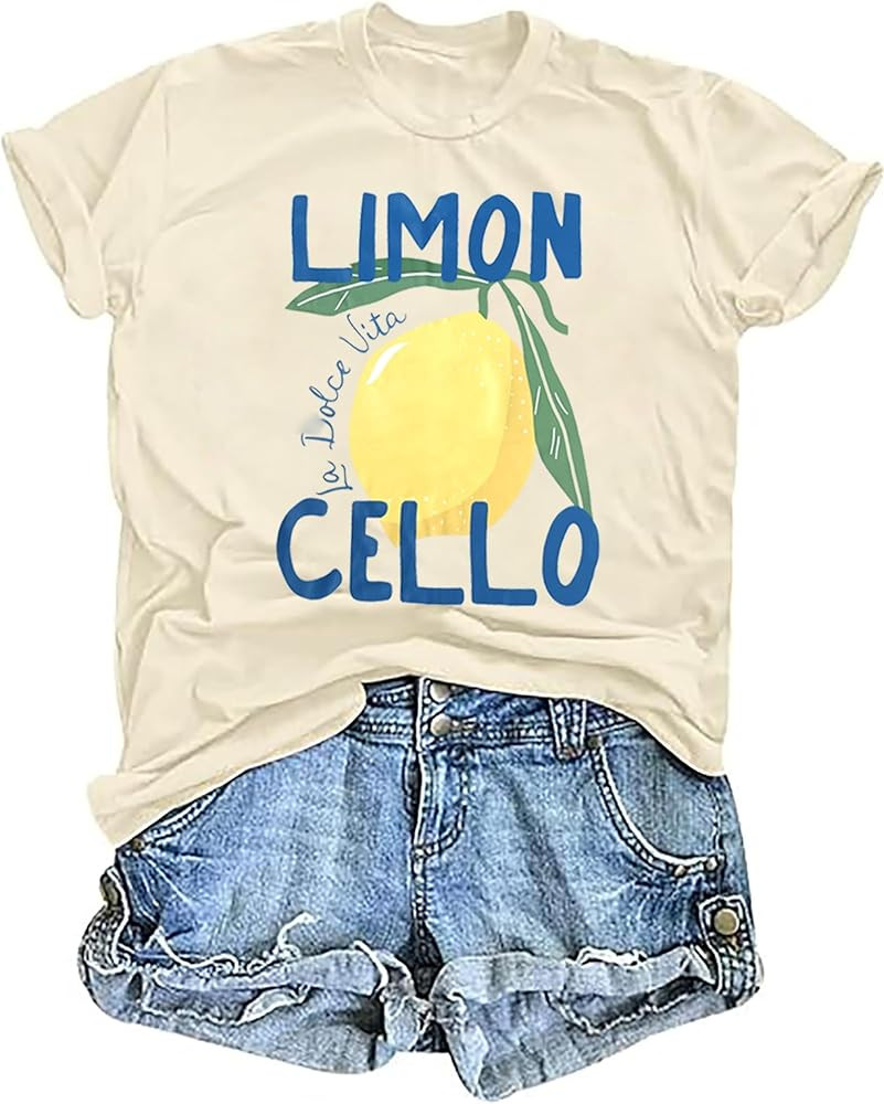 Limoncello Shirt Women Lemon Graphic Tee Italy Amalfi Coast T-Shirt Casual Short Sleeve Vacation ... | Amazon (US)