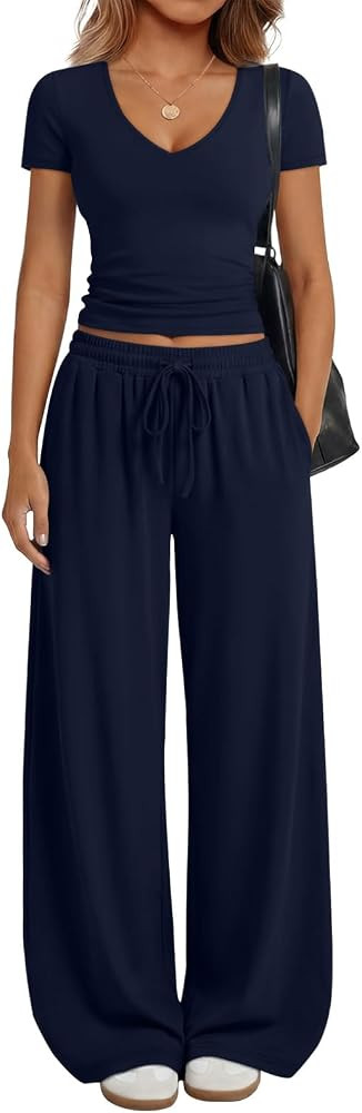 Trendy Queen 2 Piece Lounge Sets for Women Summer Outfits 2026 Fashion Two Piece Loungewear Sprin... | Amazon (US)