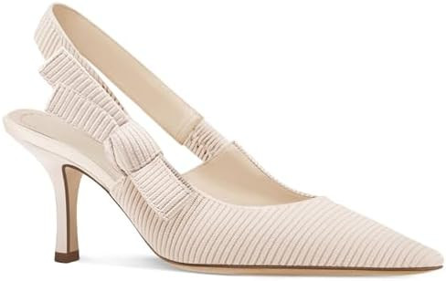 Coutgo Womens Slingback Kitten Heels Closed Pointed Toe Bowknot Knitted Slip On Work Pumps Dress ... | Amazon (US)