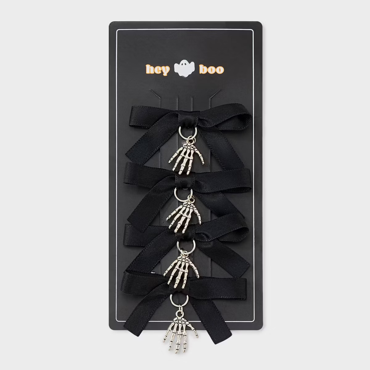 Halloween Bow with Skeleton Hands Hair Clip Set 4pc - Black/Silver | Target