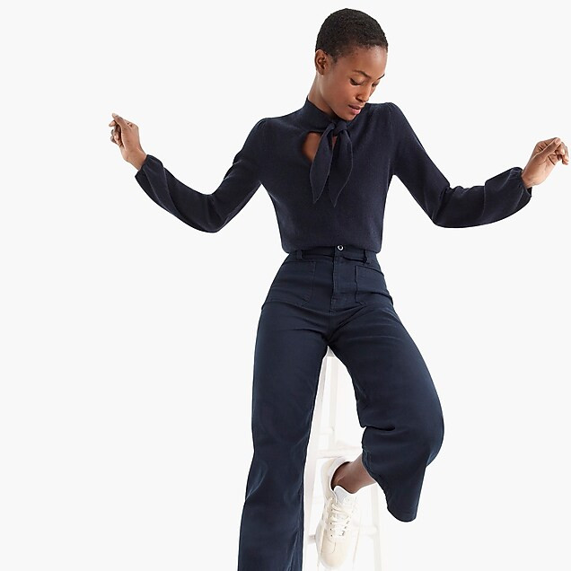 Everyday cashmere tie-neck blouse | J. Crew US