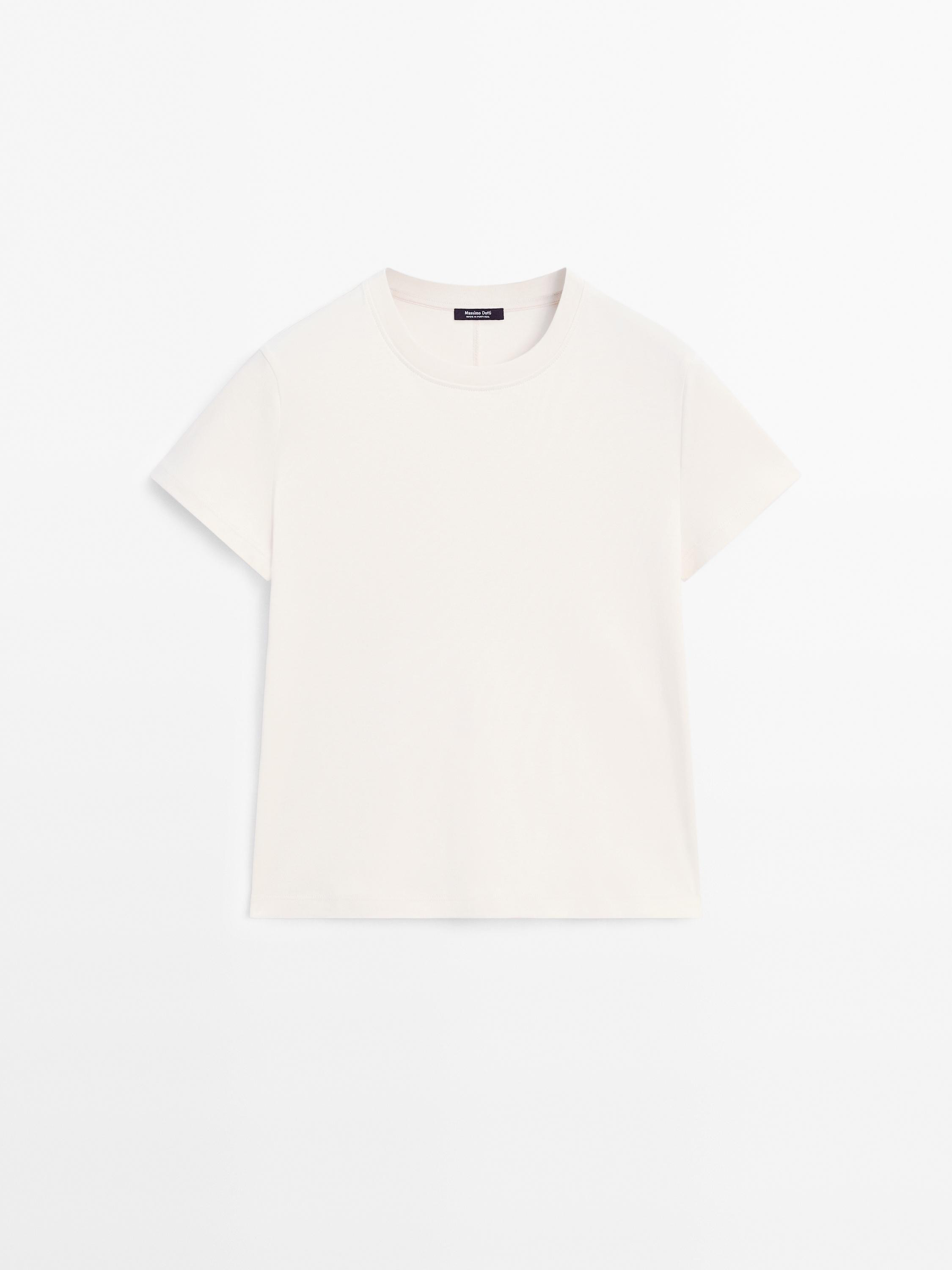 Heavy-Weight-T-Shirt aus Baumwolle mit Ziernaht | Massimo Dutti DE
